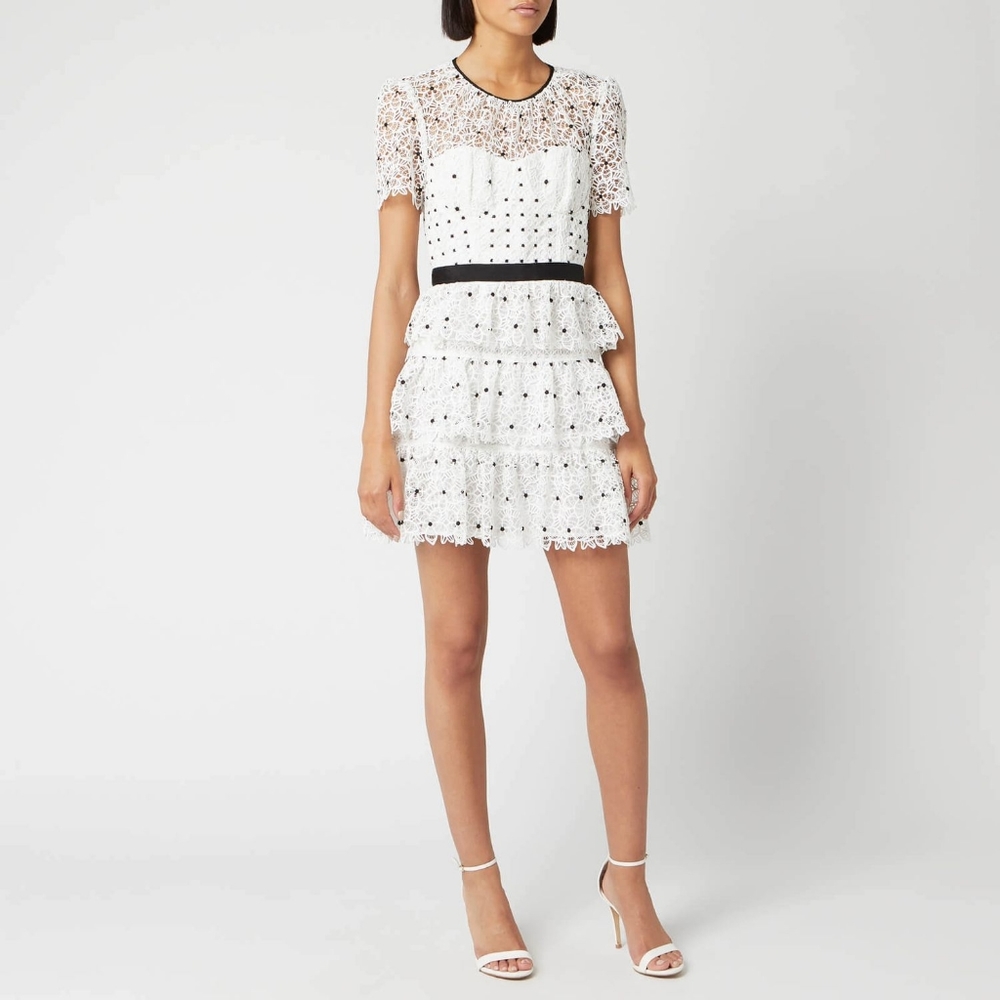 Self portrait Hibiscus Floral Guipure Mini Dress US 10